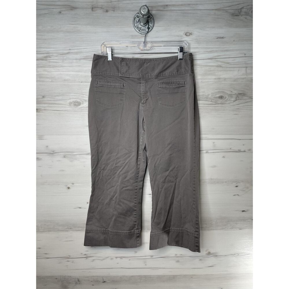 GAP Khakis Pants Womens 10 Gray Cropped‎ Stretch Casual Capri Pockets 96 Cotton